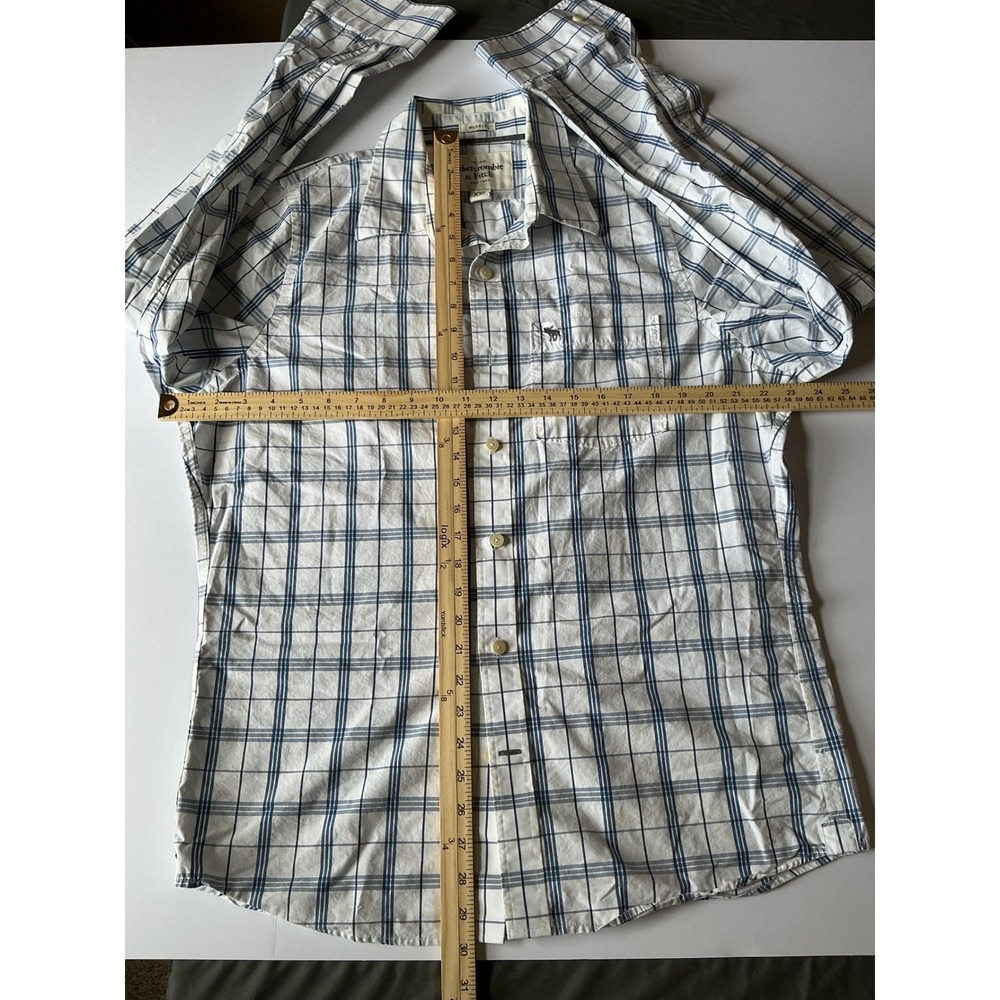 Vintage Abercrombie & Fitch Mens XXL button down dress Y2K Muscle Fit Plaid - Picture 2 of 6